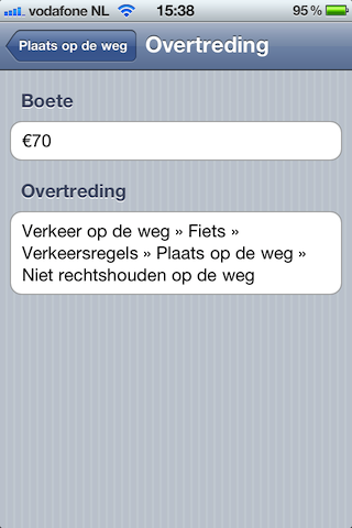 screenshot van Boetebase-app