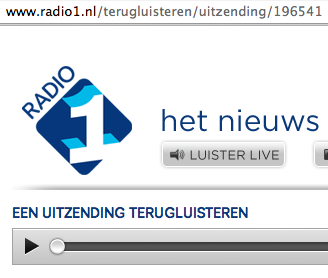 screenshot van Radio-1 terugluisteren De Avondspits
